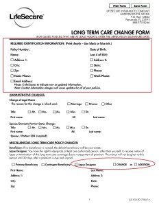 LifeSecure Policy change form