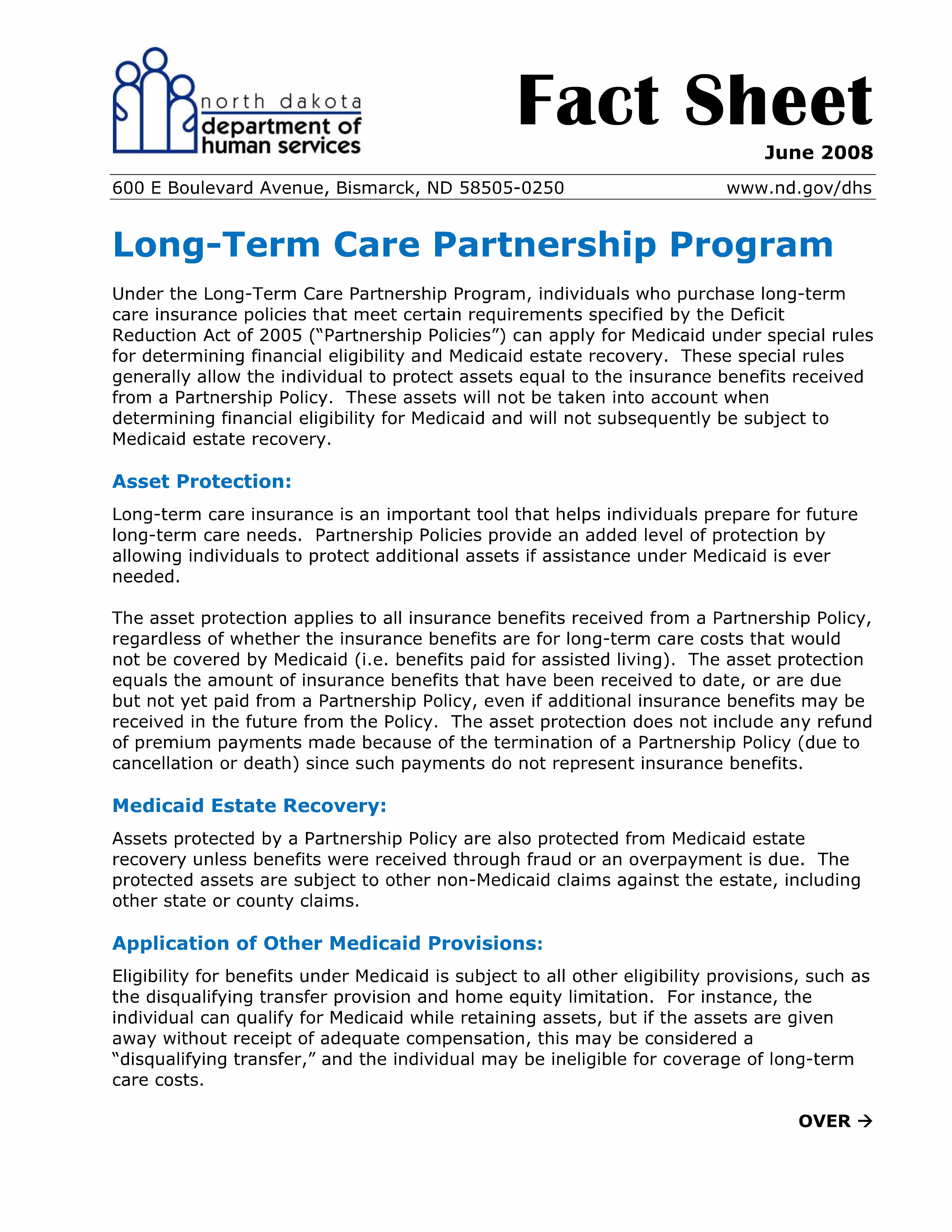 LongTerm Care Partnership Program ND LongTerm Care